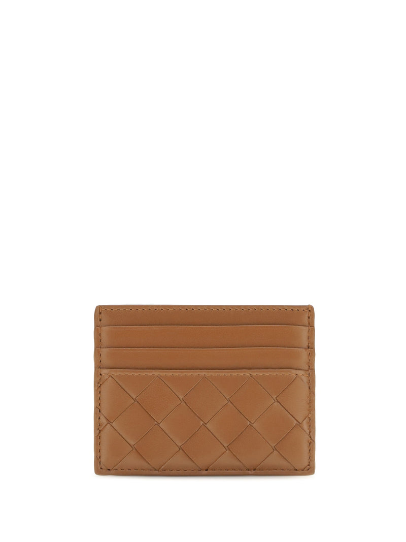 Bottega Veneta Intrecciato Weave Leather Card Case — Tannin Gold Calf Wallets & Purses
