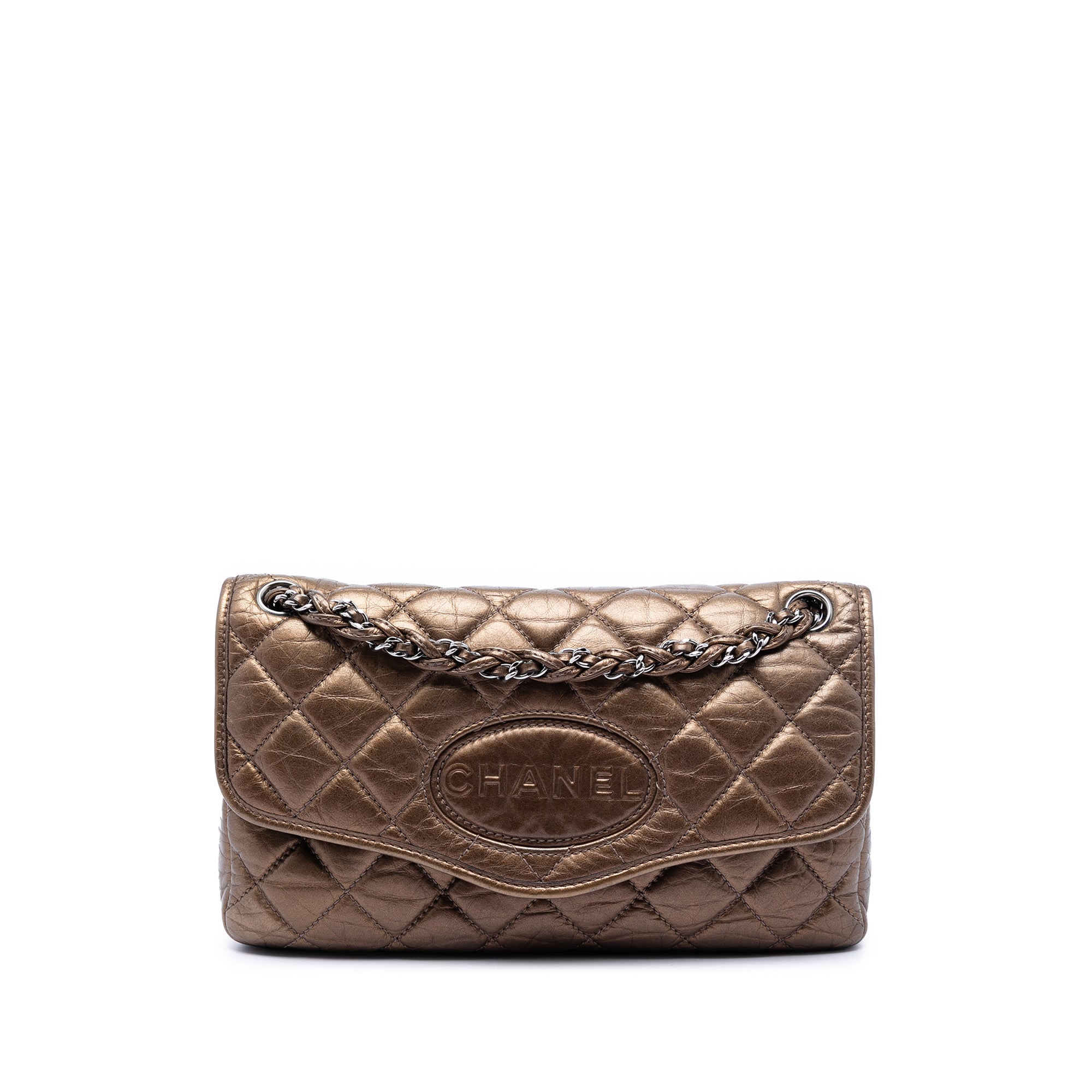 Quilted Metallic Aged Calfskin Vintage Ligne Flap - Image 1
