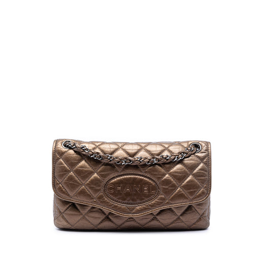 Quilted Metallic Aged Calfskin Vintage Ligne Flap - Image 1