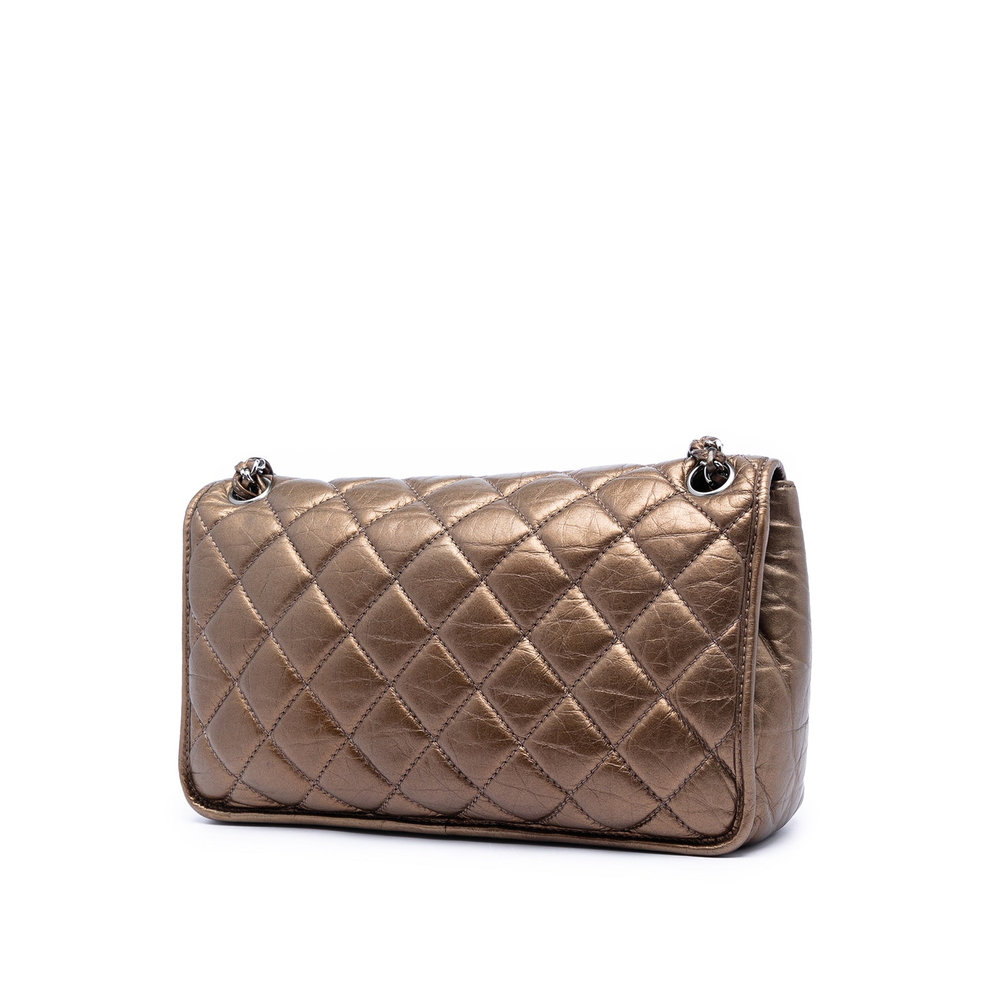 Quilted Metallic Aged Calfskin Vintage Ligne Flap - Image 2