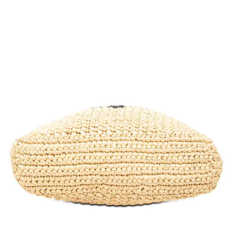 Small Raffia Effect Crochet Embroidered Logo Tote - Image 3