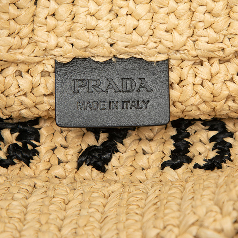 Small Raffia Effect Crochet Embroidered Logo Tote - Image 5