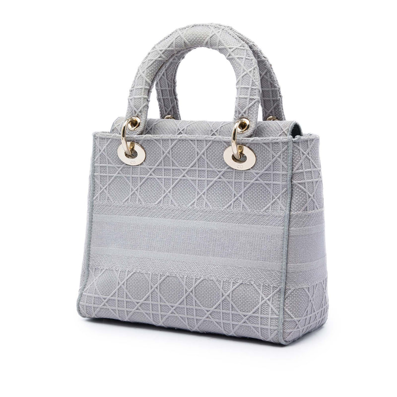 Medium Embroidered Canvas Cannage Lady D Lite - Image 2