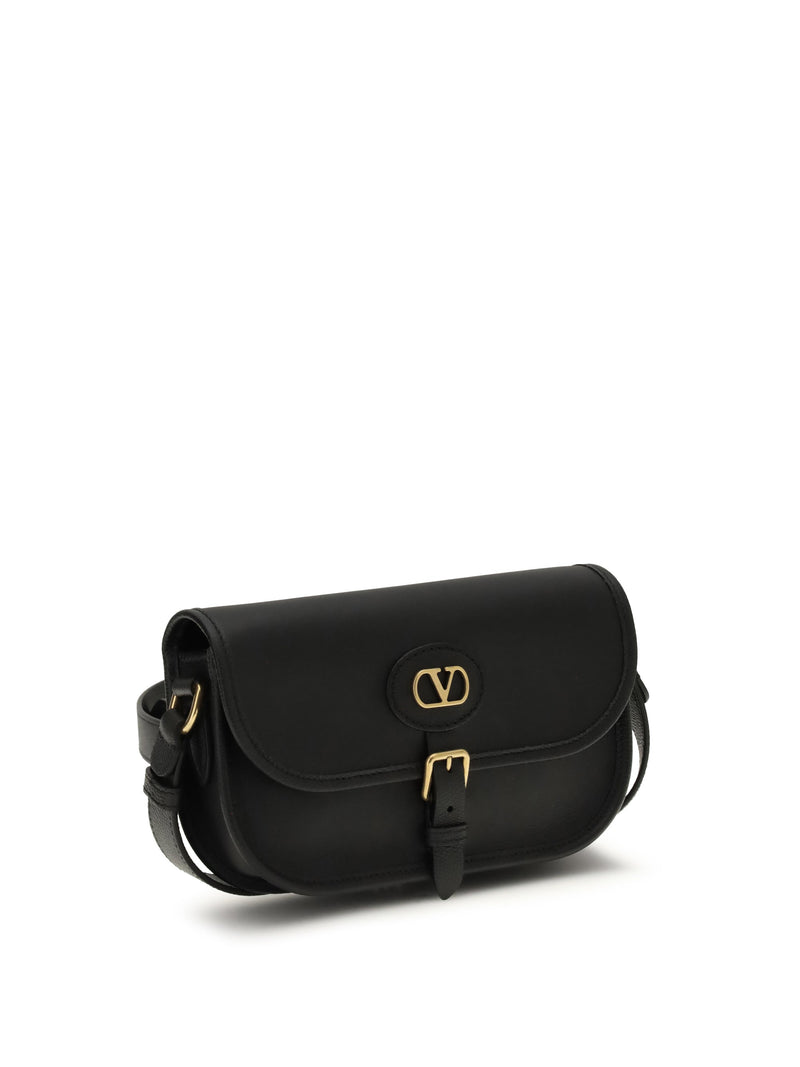 Valentino Garavani Shoulder Bag — Black Calf Leather Bos Taurus