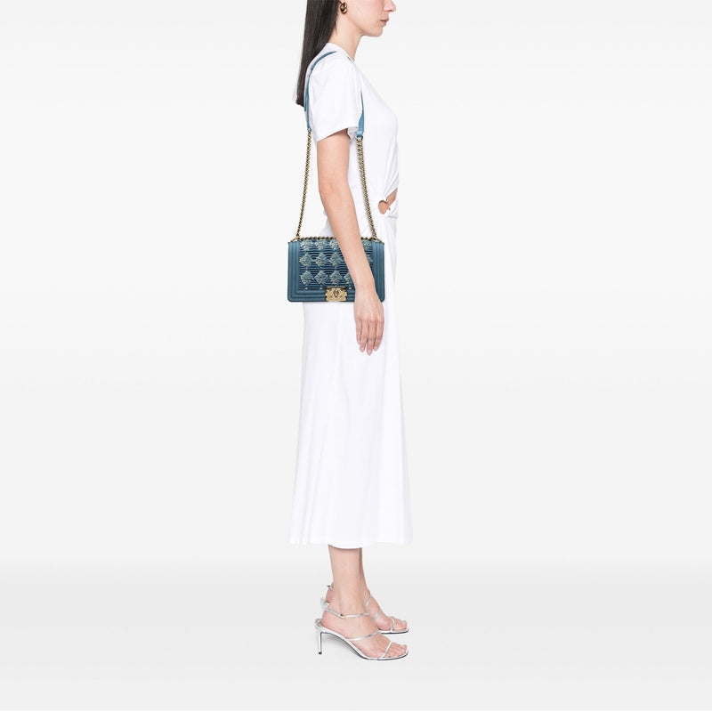 Old Medium Pleated Denim Boy Flap - Image 6
