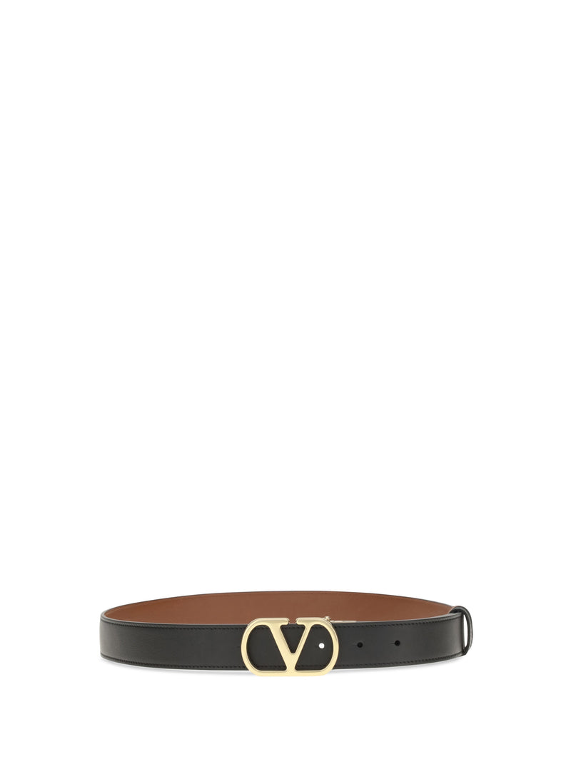 Valentino Garavani Reversible Calfskin Belt — Black Calf Leather