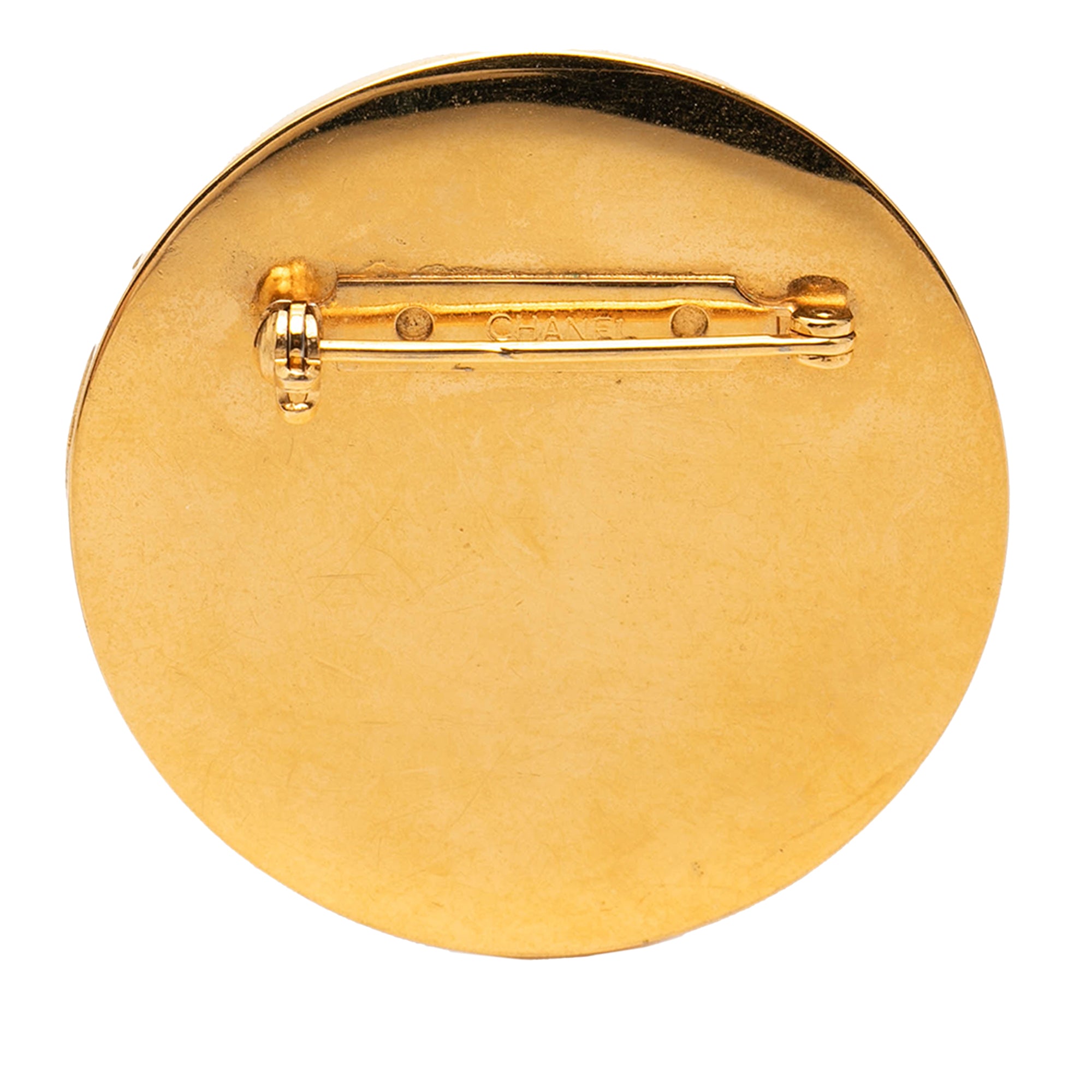 CC Gold Plated and Enamel Round Brooch - Image 2
