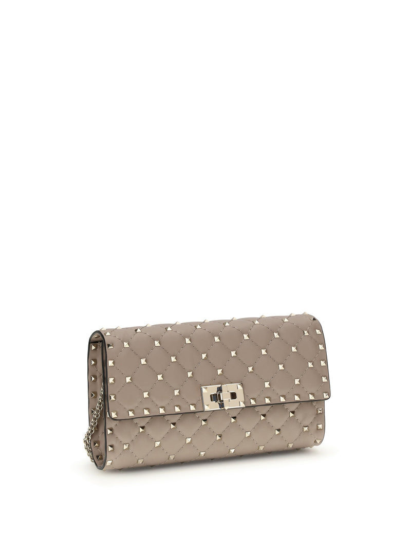 Valentino Garavani Rockstud Spike Shoulder Bag — Pink Nappa Leather