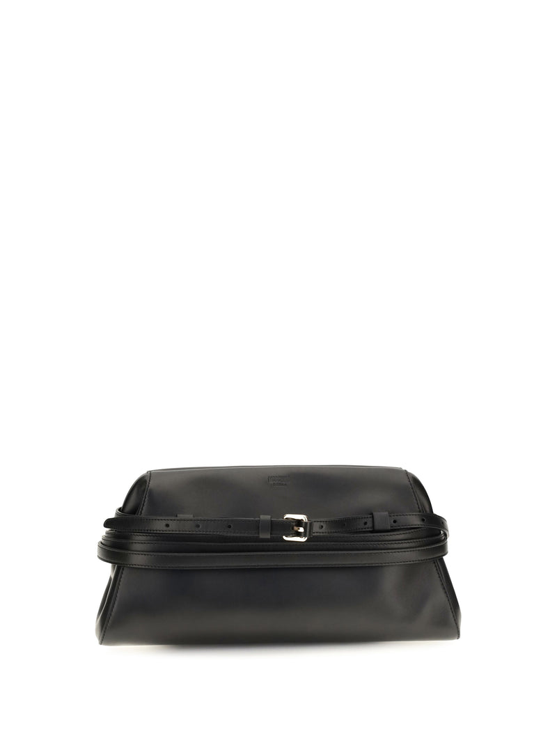Moschino Nappa Leather Shoulder Bag — Black