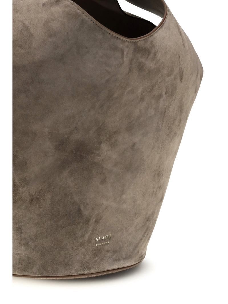 Khaite Lotus Shoulder Bag — Gray Calf Leather Bos Taurus