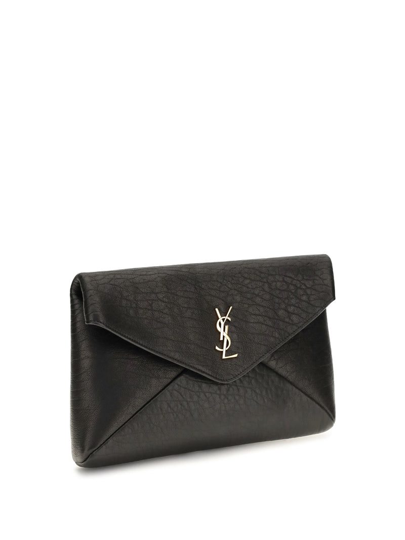 Saint Laurent Busta Pouch Wallet — Black Lamb Ovis Aries