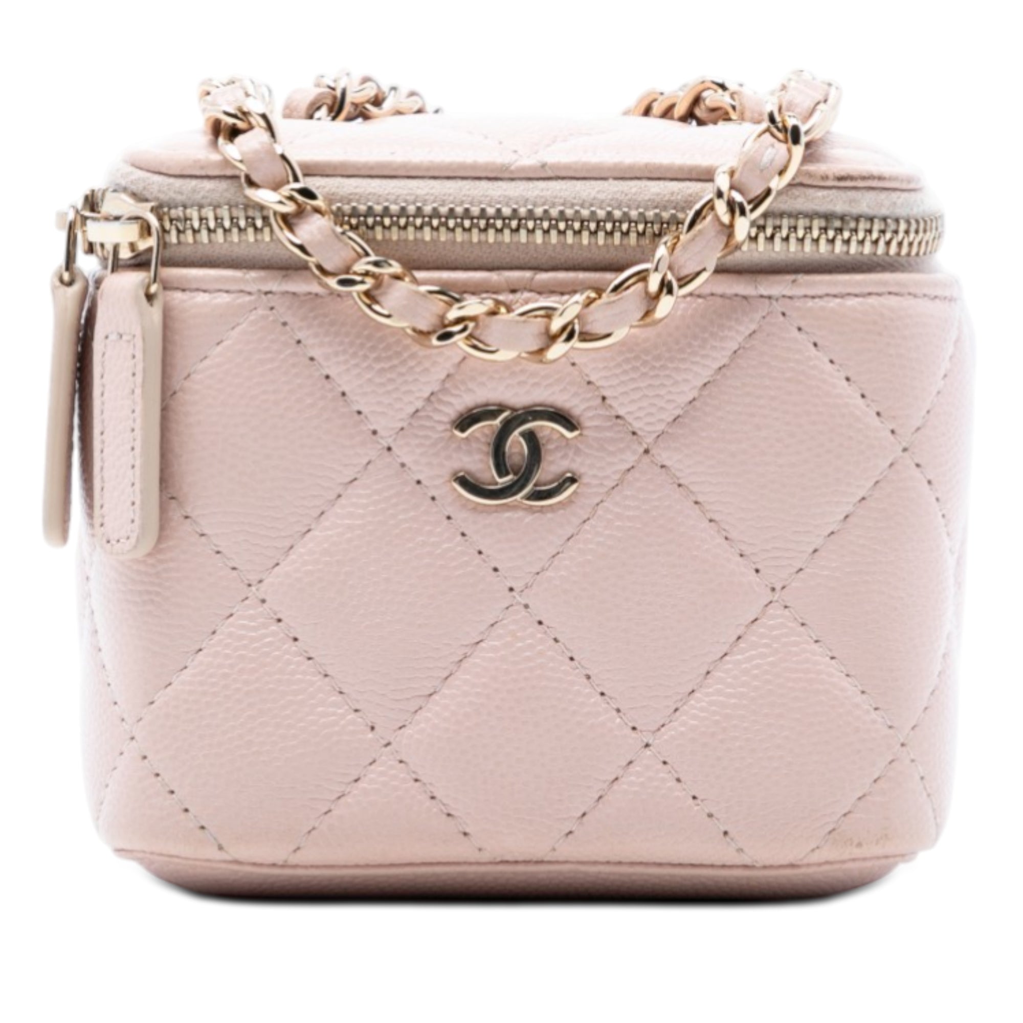 Mini CC Quilted Caviar Vanity Case with Chain - Image 1