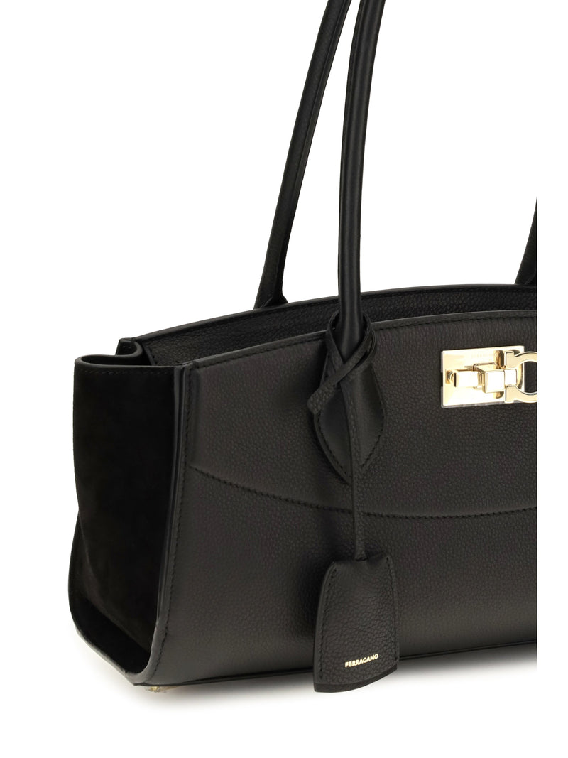 Ferragamo Studio Shoulder Bag — Black Calf Leather Bos Taurus