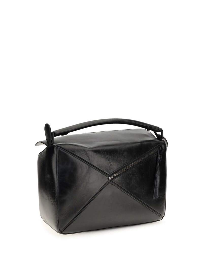 Loewe Puzzle Top Handle Bag — Black Calf Leather