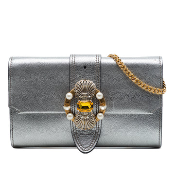 Metallic Goatskin Madras Crystal Embellished Crossbody - Image 1