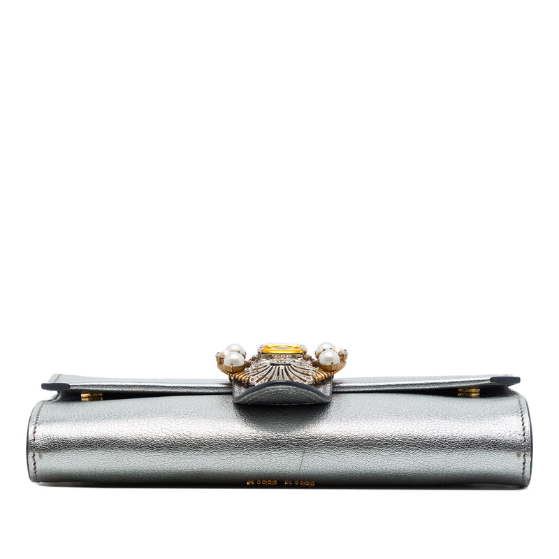 Metallic Goatskin Madras Crystal Embellished Crossbody - Image 3