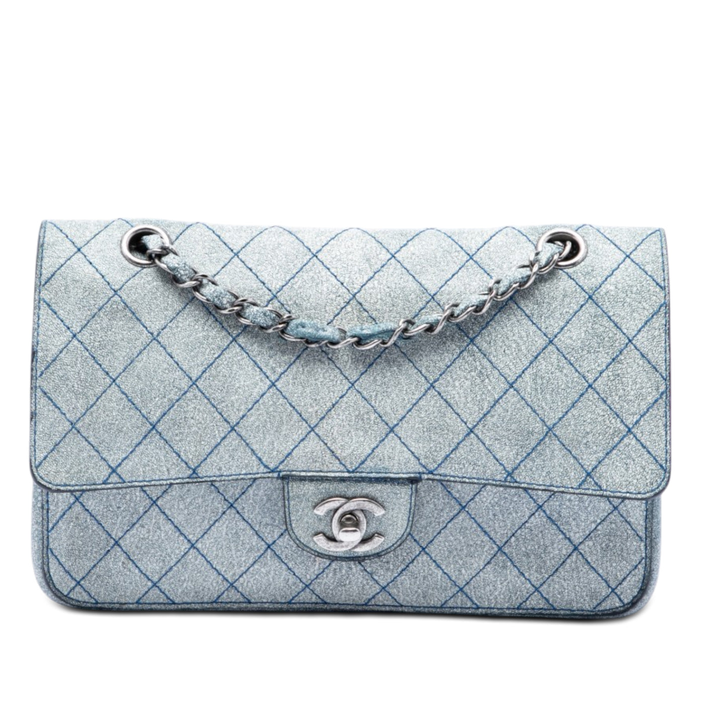 Medium Classic Crackled Calfskin Wild Stitch Double Flap - Image 1