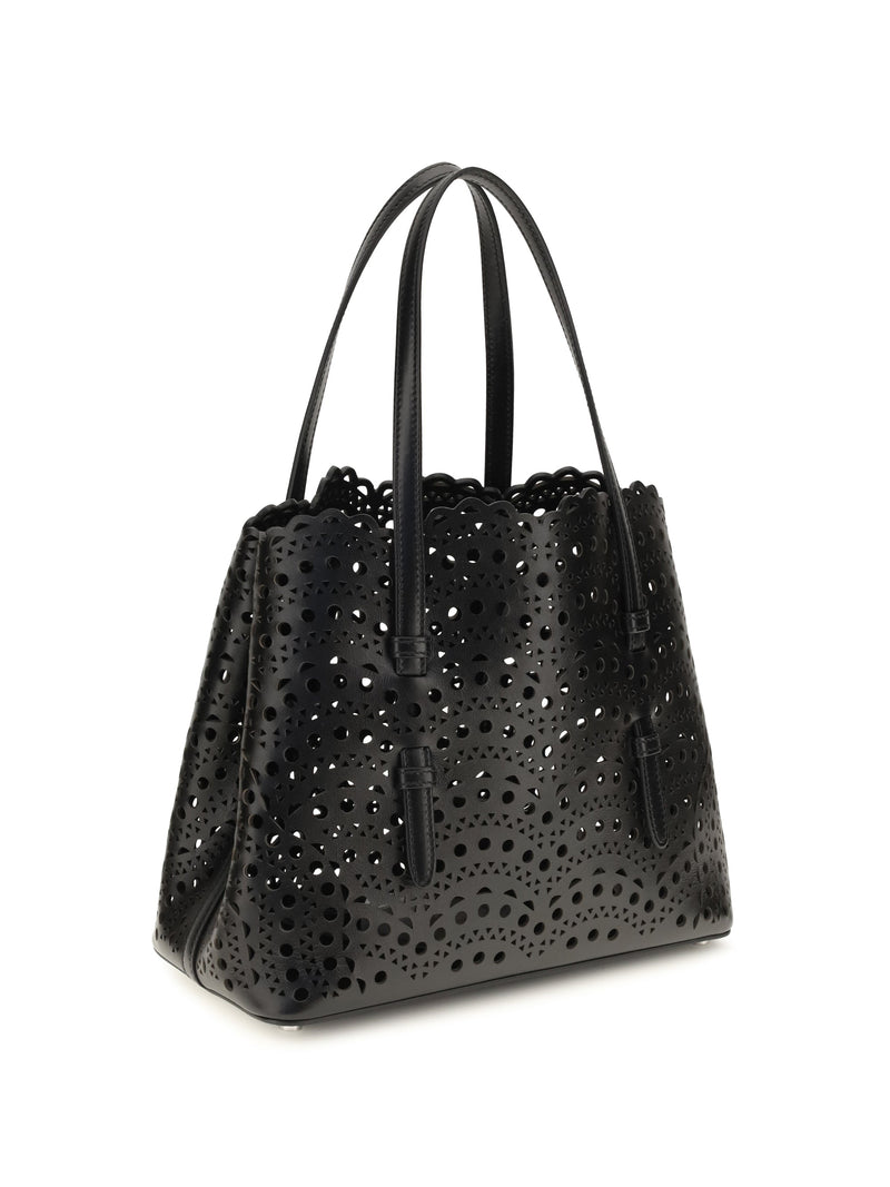 Alaïa Shoulder Bag — Black Perforated Leather
