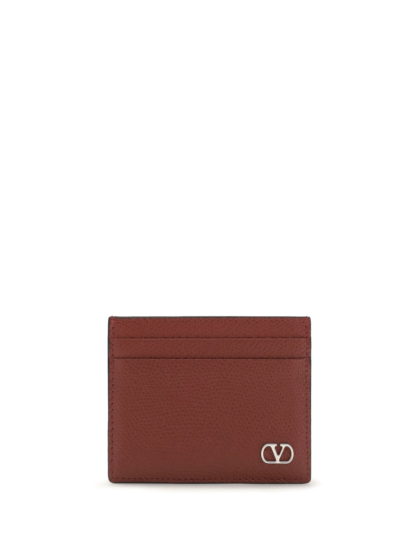 Valentino Garavani Vlogo Card Case — Red Calf Leather Bos Taurus Wallet