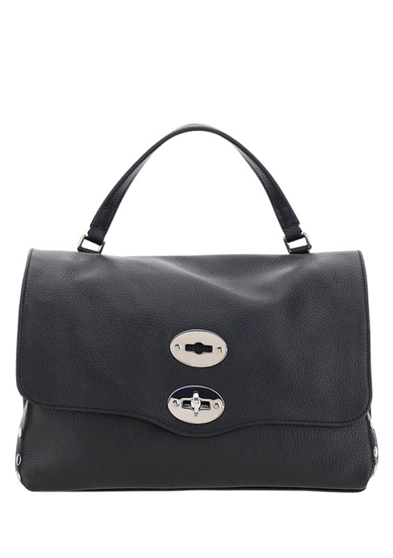 Zanellato Postina Daily Top Handle Bag — Black Calf Leather