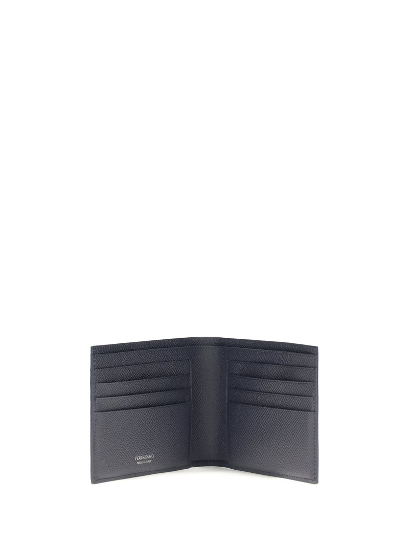 Ferragamo Calfskin Bifold Wallet — Navy Calf Leather Bos Taurus