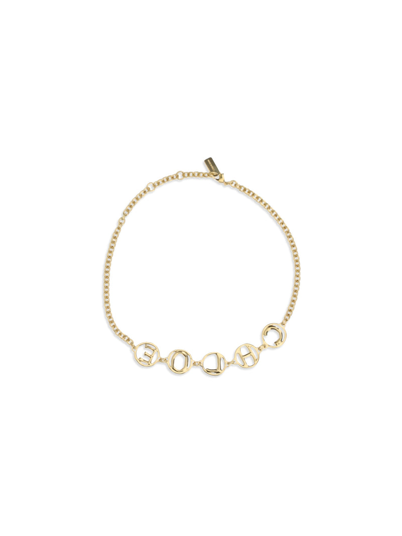 Chloé Script Choker Necklace — Gold Brass Necklaces