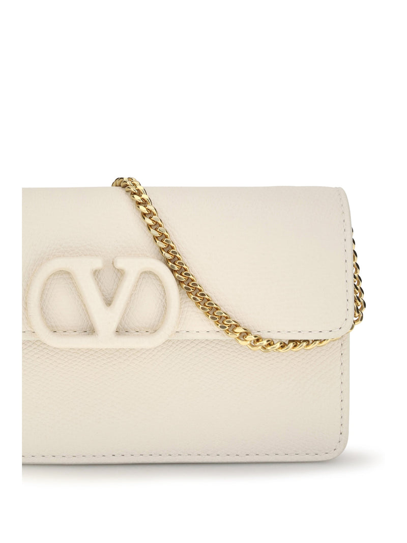Valentino Garavani Vlogo Wallet — Beige Calf Leather Bos Taurus
