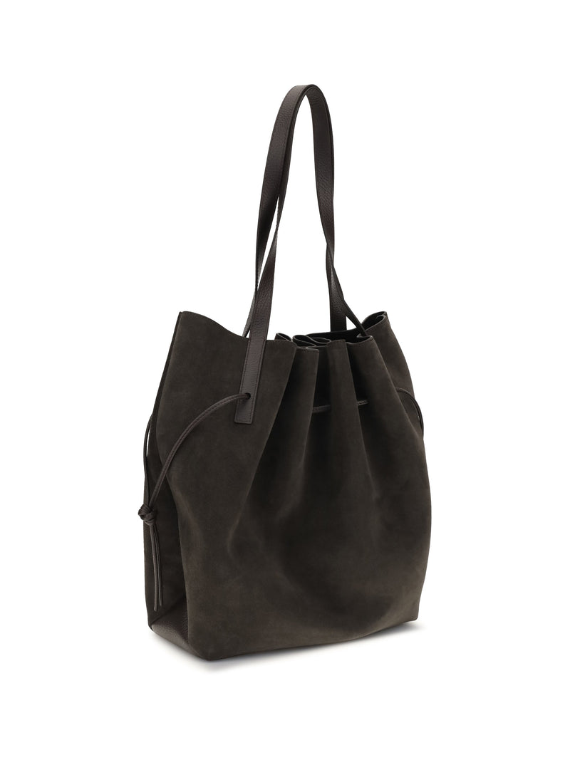 Yuzefi Scallop Shoulder Bag — Black Suede