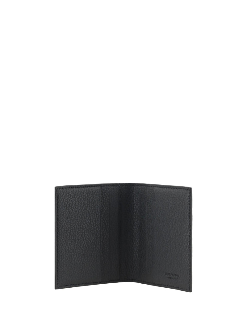 Ferragamo Logo-Embossed Bifold Leather Wallet — Gray