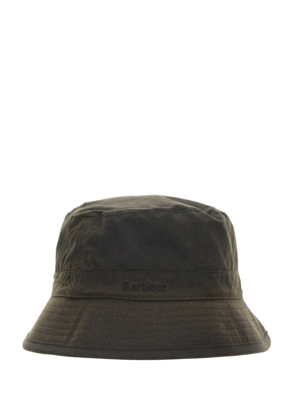 Barbour Mha0001 Wax-Coated Cotton Bucket Hat — Olive