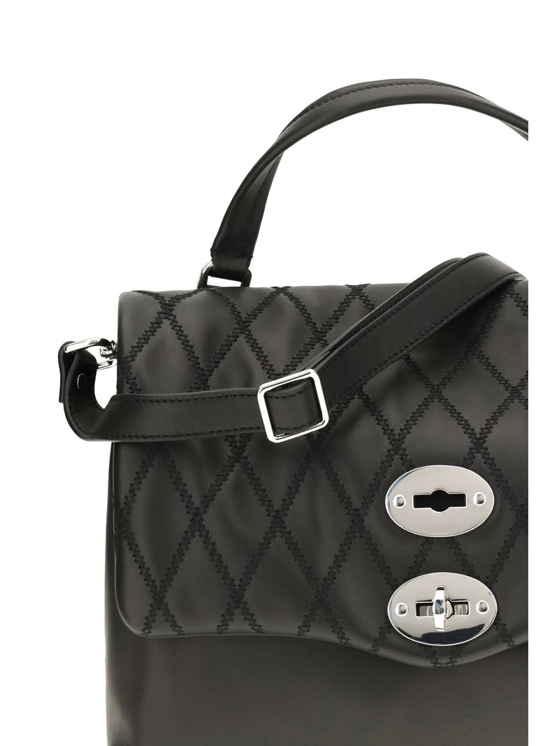 Zanellato Postina Top Handle Bag — Black Calf Leather Bos Taurus