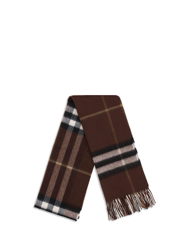 Burberry Cashmere Check Scarf — Brown (capra Hircus) Scarfs