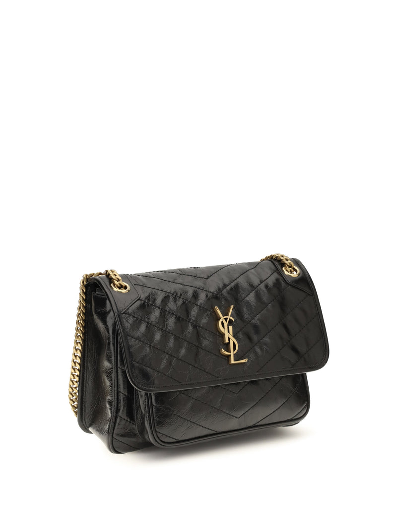 Saint Laurent Niki Shoulder Bag — Black Calf Leather Bos Taurus