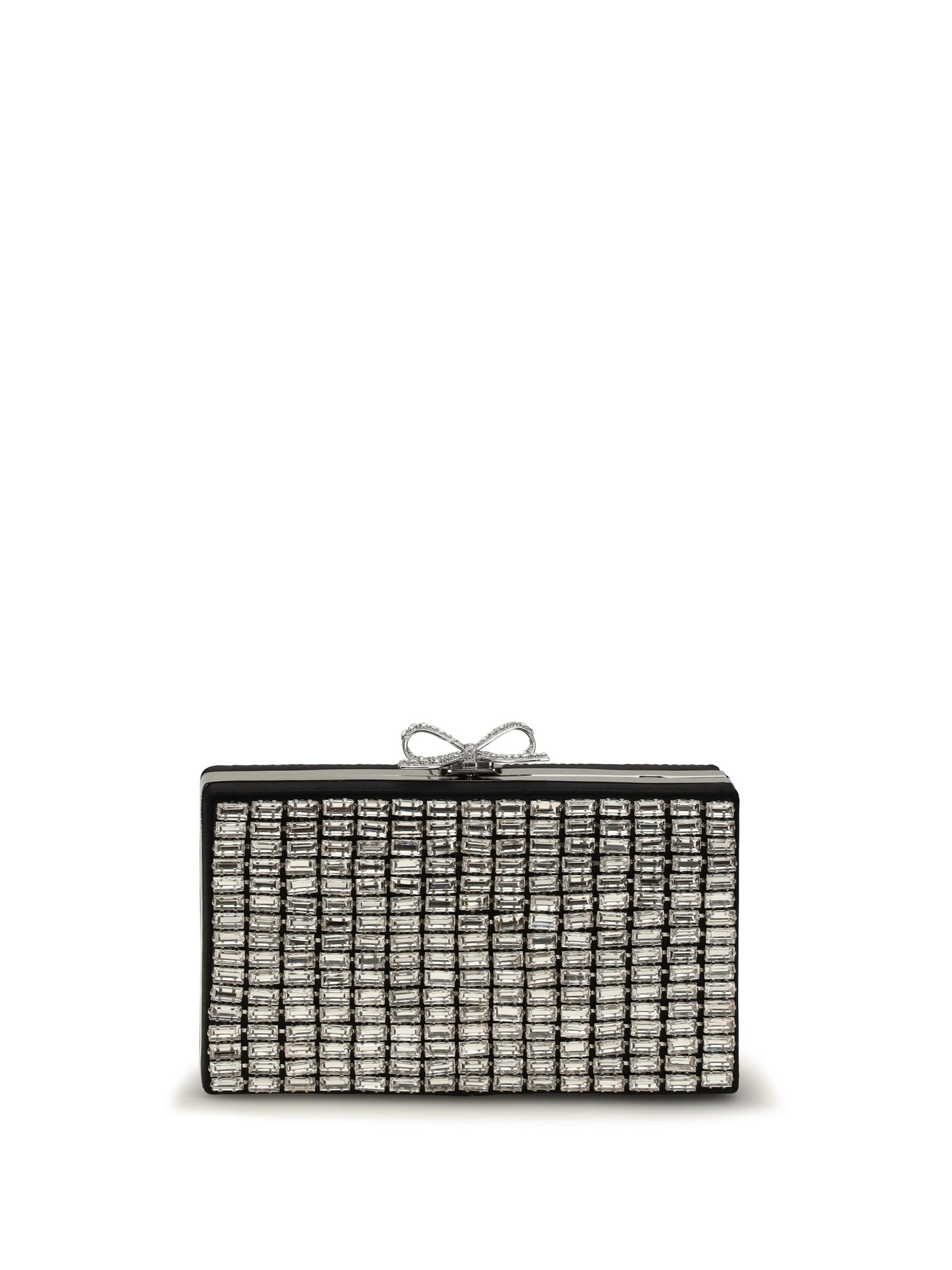 Self-Portrait Crystal Chainmail Clutch — Silver Glass