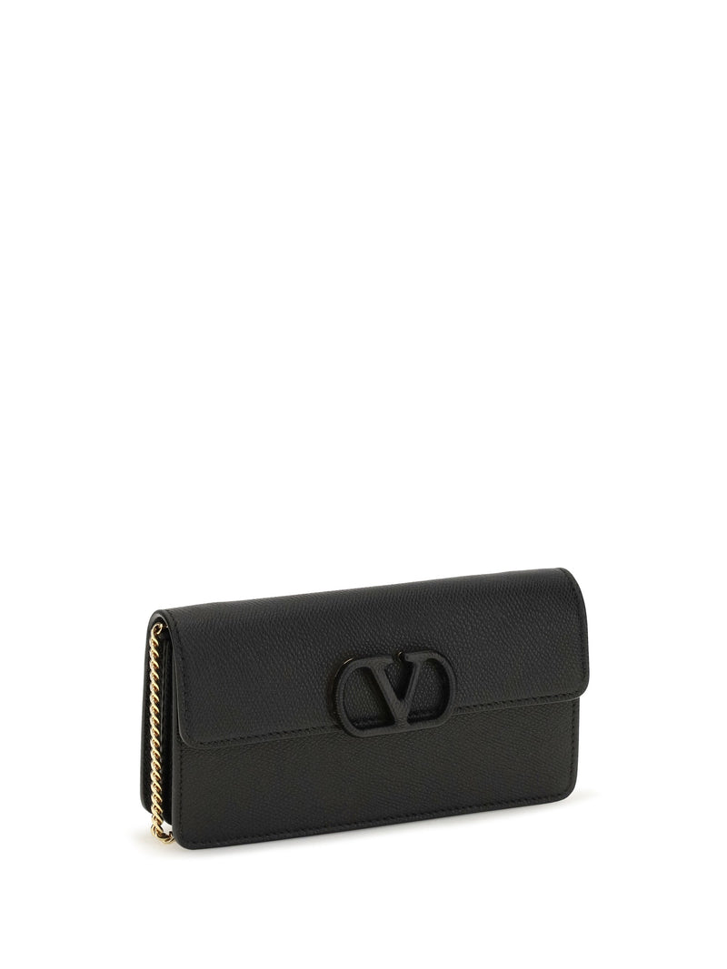 Valentino Garavani Wallet — Black Calf Leather Bos Taurus