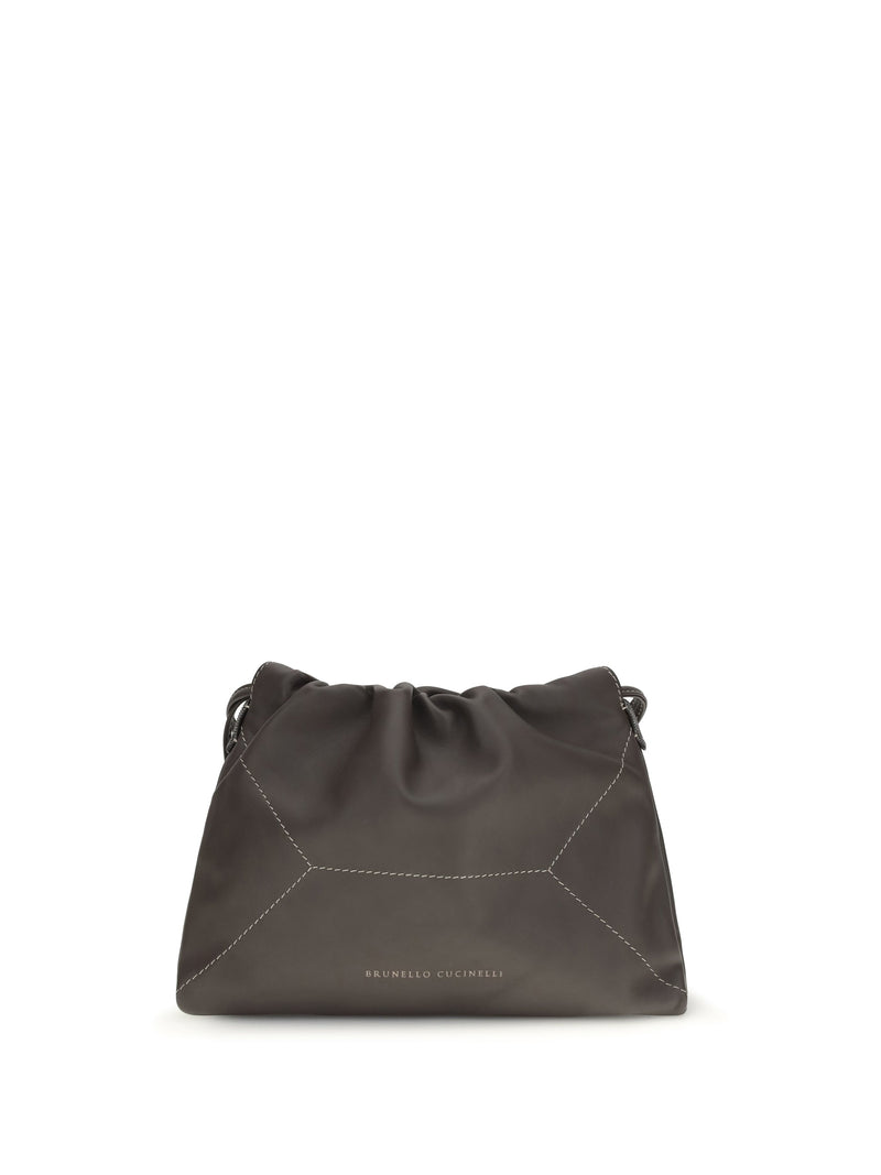 Brunello Cucinelli Calf Leather Shoulder Bag — Brown
