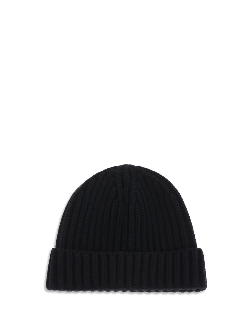 Prada 2hc3902dzl Ribbed Virgin Wool Beanie — Black Fleece Ovis Aries Beanies