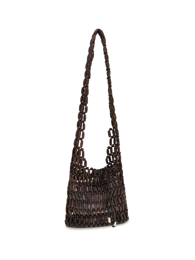 Staud Coronado Shoulder Bag — Brown Wood