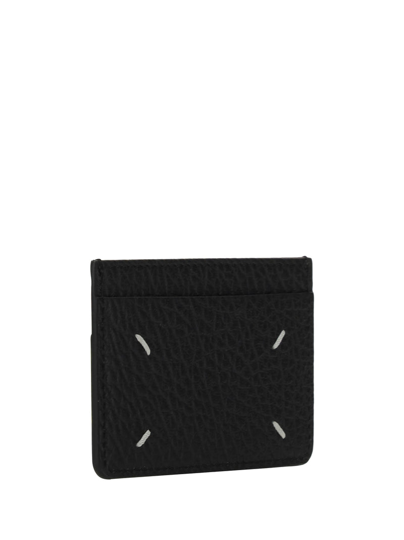 Maison Margiela Contrast Stitched Leather Card Case — Black Calf Bos Taurus Wallet