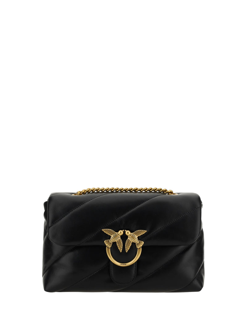Pinko Love Shoulder Bag — Black Calf Leather