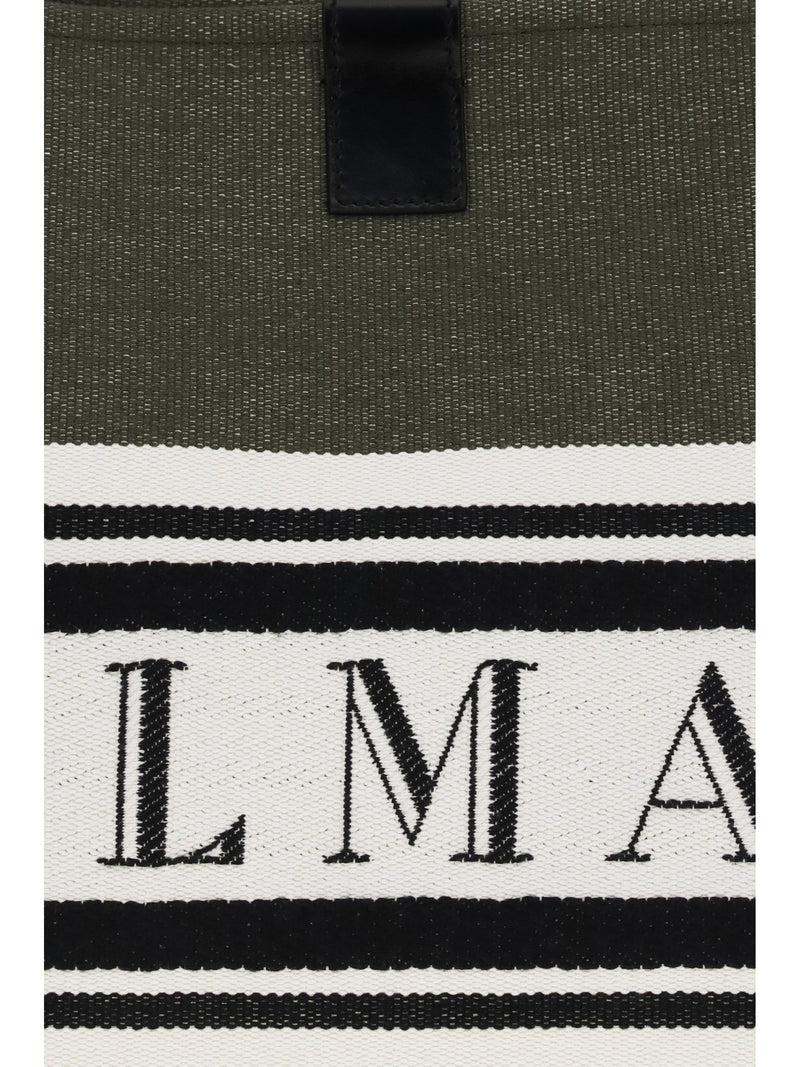 Balmain Release Shoulder Bag — Green Cotton; Polyester