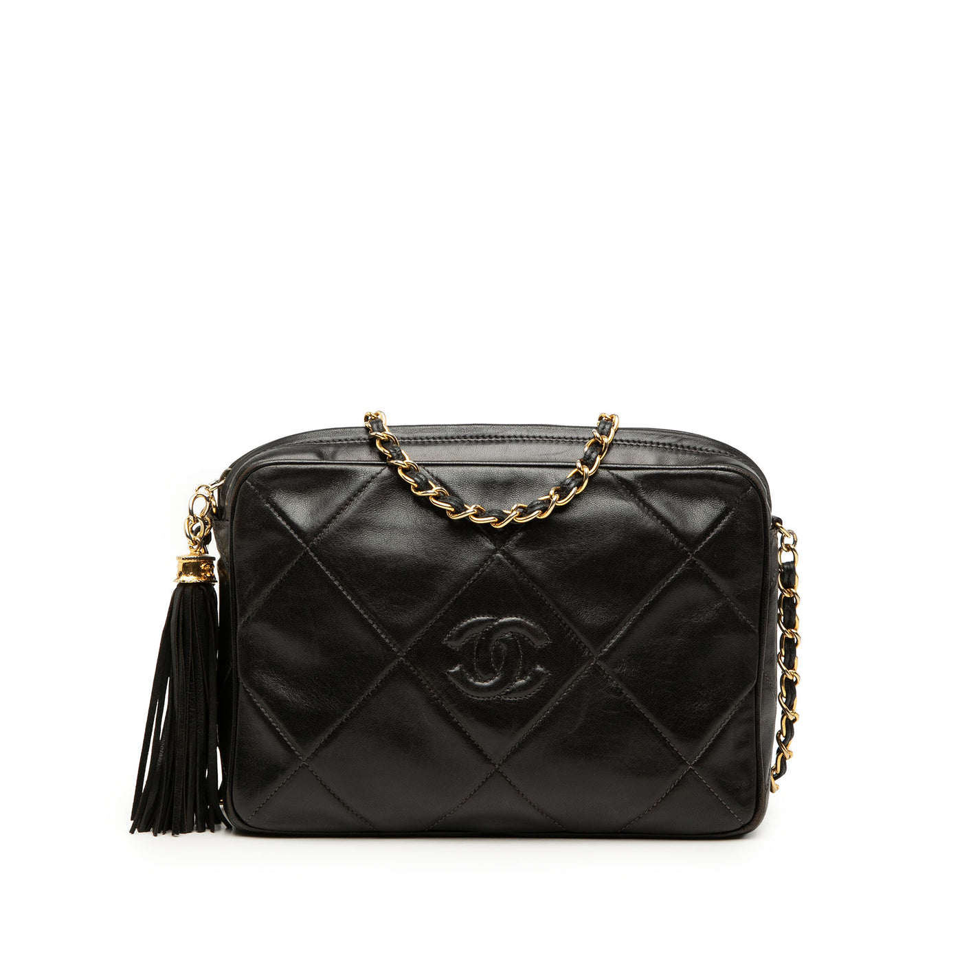 CC Diamond Quilted Lambskin Tassel Camera Bag - Image 1
