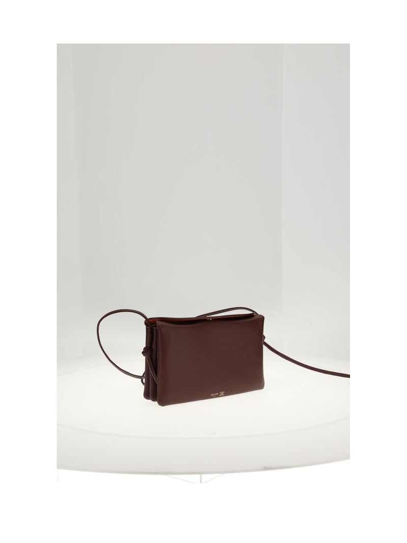 Celine Trio Flap Shoulder Bag — Brown Lamb Leather