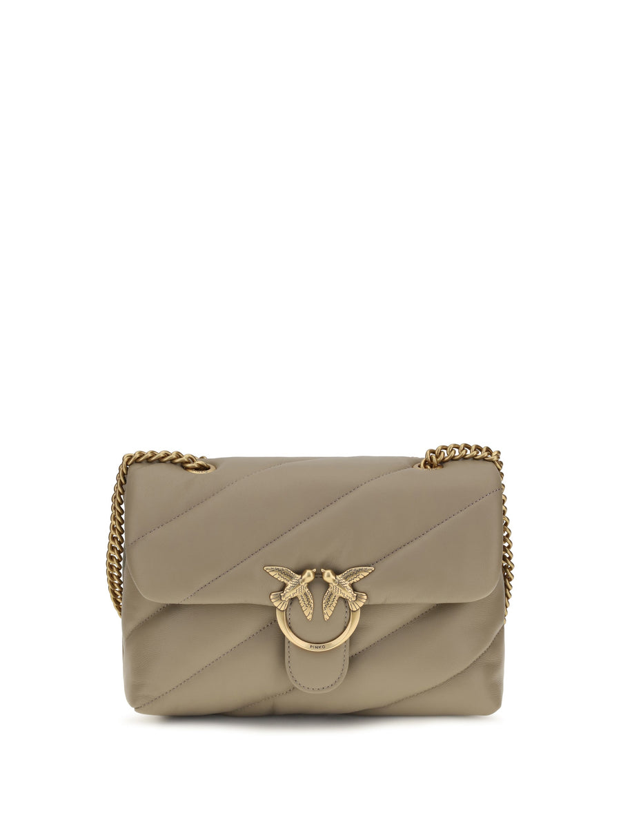 Pinko Love Shoulder Bag — Beige Calf Leather Bos Taurus