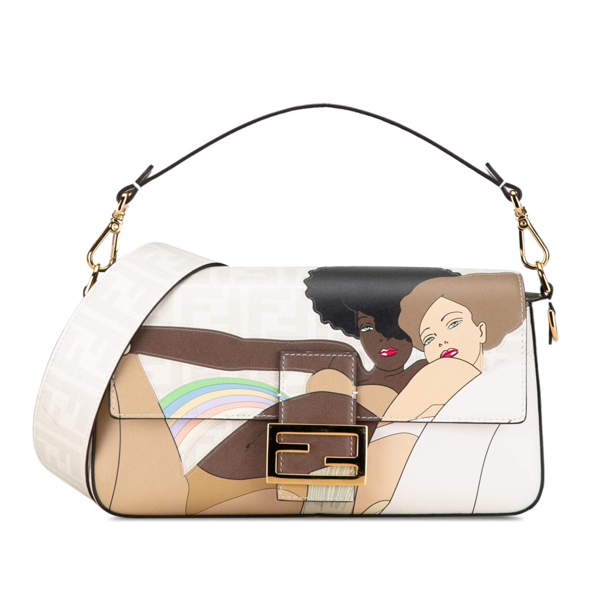 Zucca Graphic Print Coated Canvas Bikini Girls Baguette Satchel - Image 1