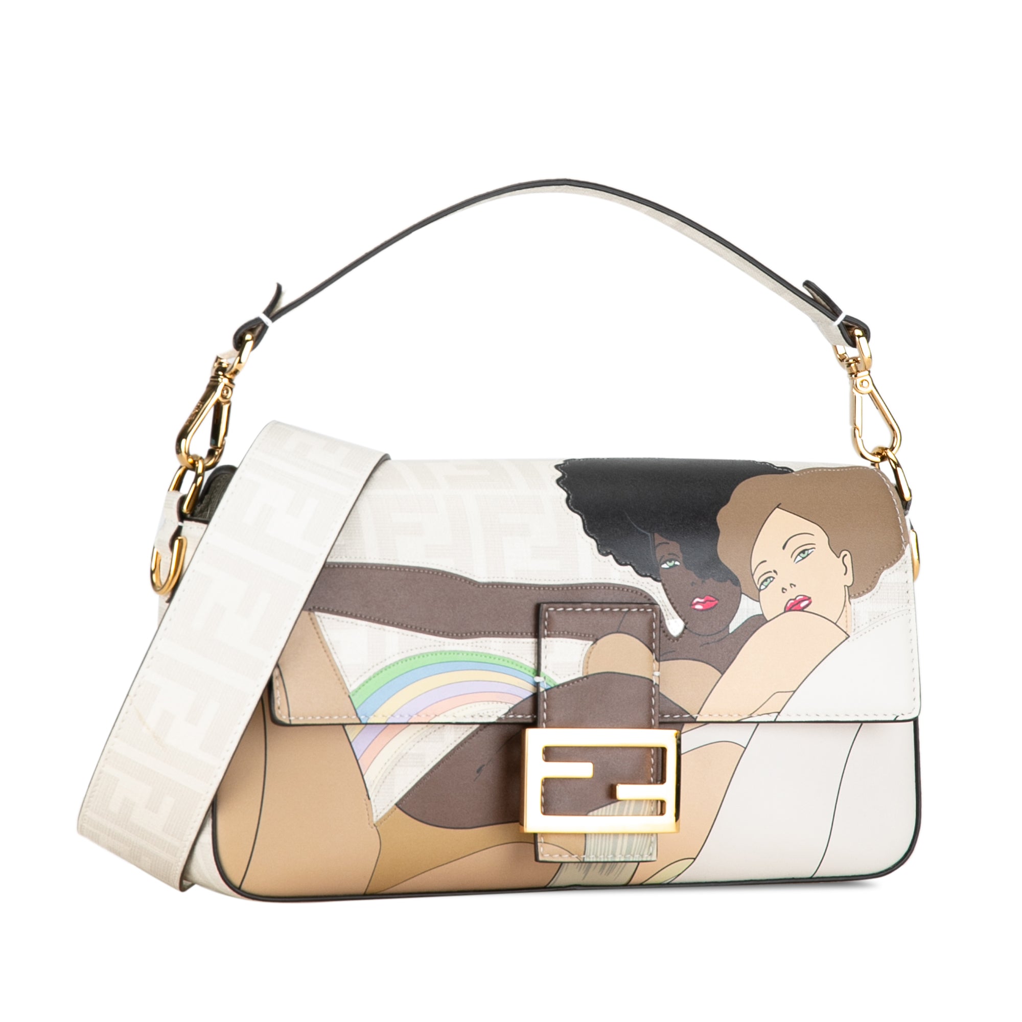 Zucca Graphic Print Coated Canvas Bikini Girls Baguette Satchel - Image 2
