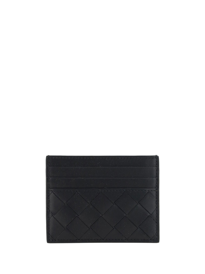 Bottega Veneta Intrecciato Leather Card Case — Black Calf Cases