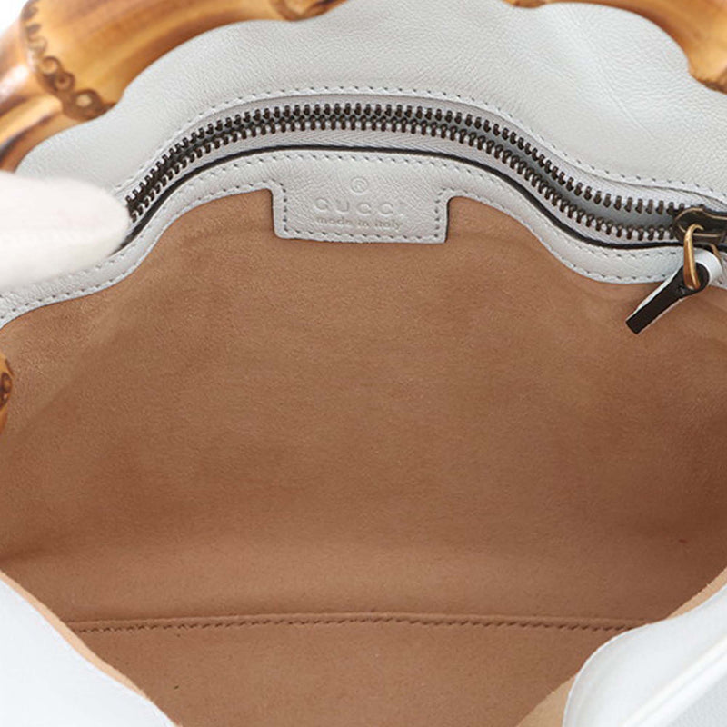 Small Calfskin Bamboo Diana Satchel - Image 4