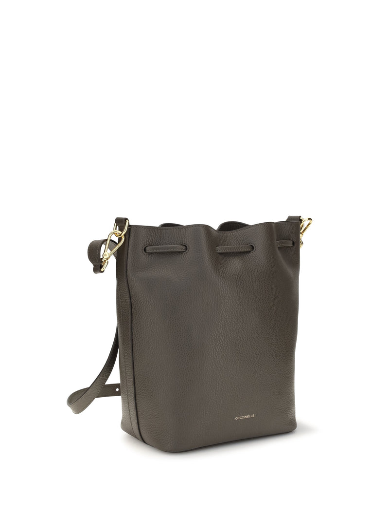 Coccinelle Bucket Bag — Gray Calf Leather