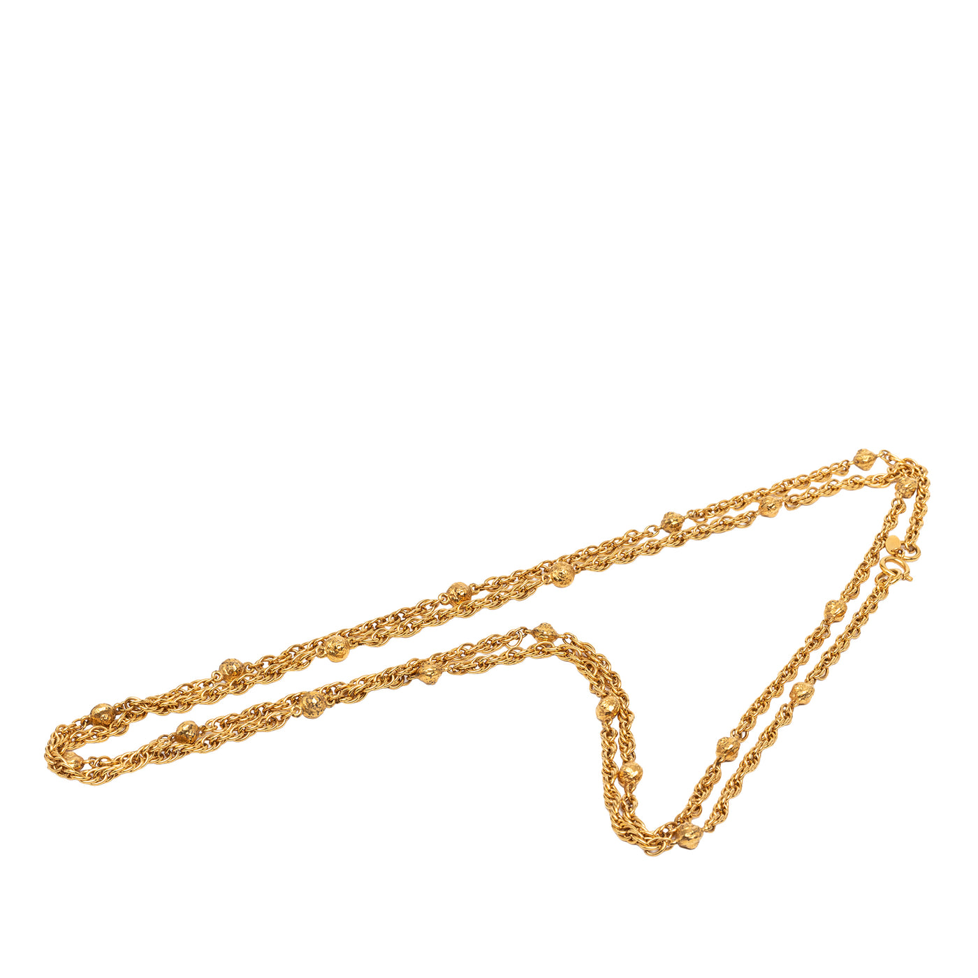 CC Gold Plated Station Chain Long Necklace - Image 1